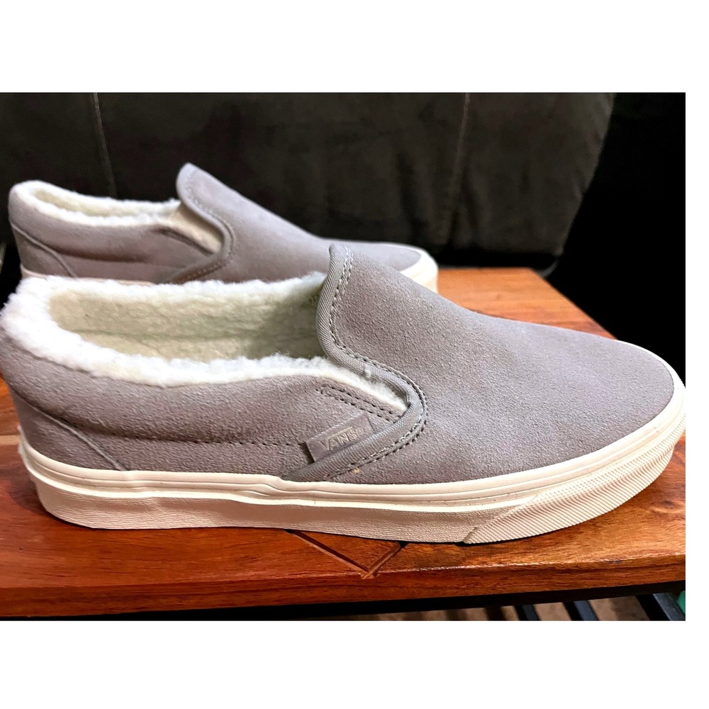 Vans Off The Wall Slip On Gray Suede Sherpa Lined Skate Shoes Womens  7.5 NWB - Picture 9 of 12